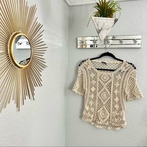 Bohemian Dream Beige Floral Knit Top by Zara